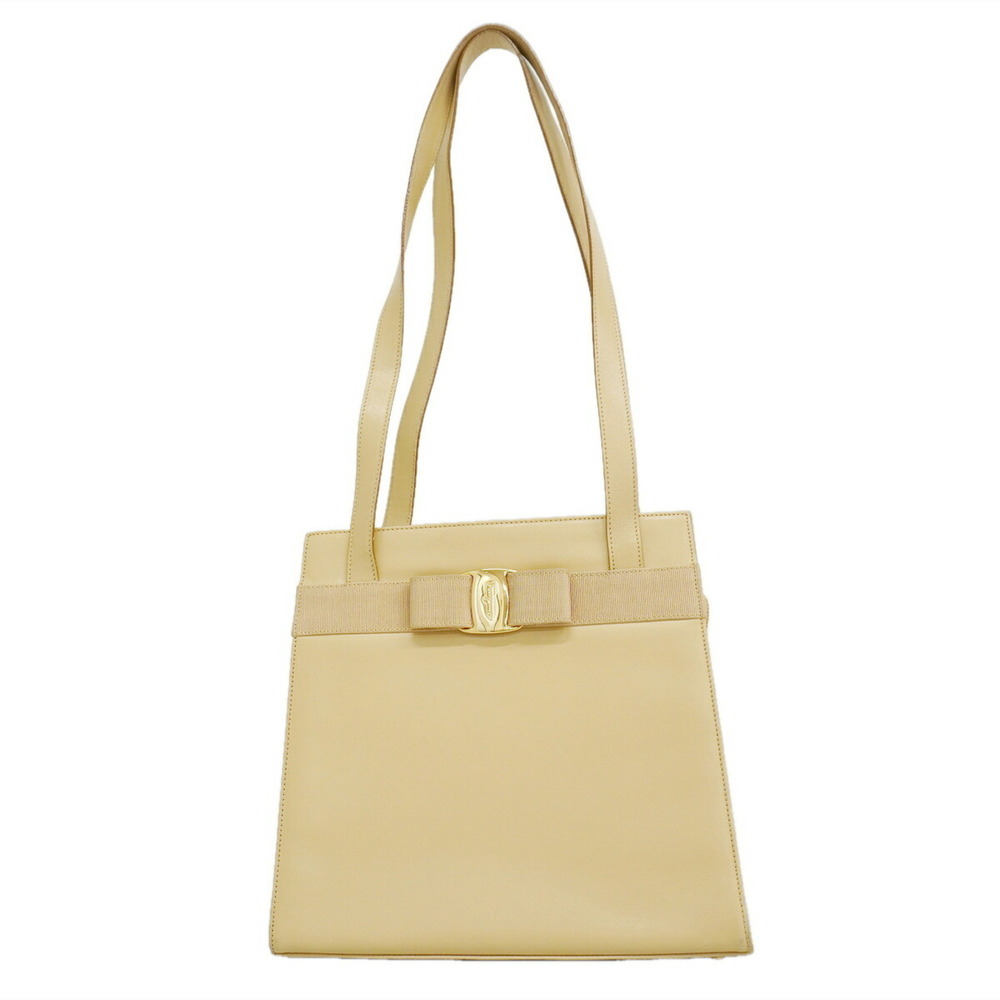 Salvatore Ferragamo Bag/Tote Bag Vara Leather Beige Women's